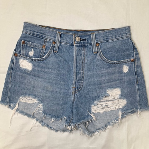 Levi's Pants - Levi's 501 Distressed Denim Shorts High Rise Button Fly Size 28